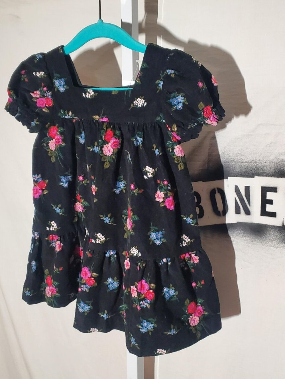 BabyGap Black Corduroy Floral Print Dress NWT sz 2 yrs